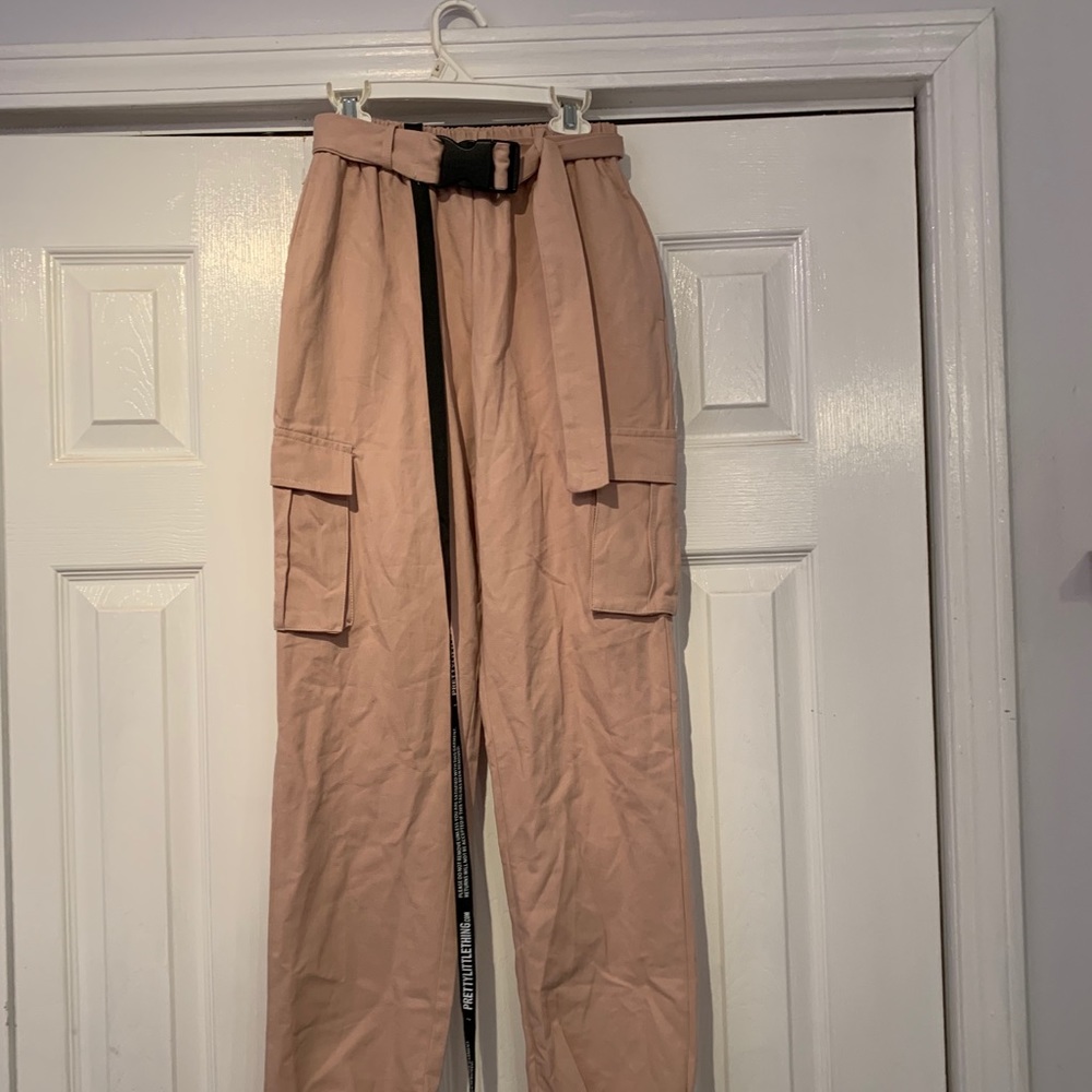 Nude utility buckle belt joggers
